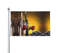 Bandiere decorative su entrambi i lati, bottiglie di vino e bevande con occhielli, adatte per appendere in giardini e feste.