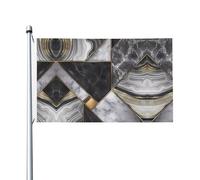 Bandiere decorative su entrambi i lati, con texture in marmo nero e oro, con occhielli, adatte per appendere in giardini e feste.