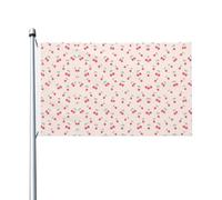 Bandiere decorative su entrambi i lati, graziose bandiere con ciliegie rosse con occhielli, adatte per appendere in giardini e feste.
