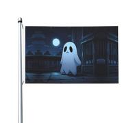 Bandiere decorative su entrambi i lati, motivo fantasma triste con occhielli, adatte per appendere in giardino e feste.