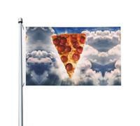 Bandiere decorative su entrambi i lati, motivo pizza nel cielo con occhielli, adatte da appendere in giardino e feste.