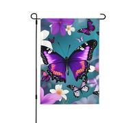 Bandiere decorative viola con farfalle e fiori per esterni, decorazione da giardino su entrambi i lati per tutte le stagioni e vacanze