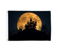 Bandiere del castello per esterni, Halloween gotico luna pipistrelli Halloween nero all'aperto decorativo banner con occhiello decorazione per terrazza patio campeggio portico anteriore 0,9 x 1,5 m