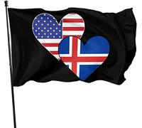 Bandiere del cuore americano dell'Islanda Bandiera della pattuglia deterrente striscione 3X 5Ft con occhielli Decorazioni per interni all'aperto