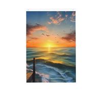Bandiere del mare al tramonto per esterni, 7,6 x 0,9 m, stampa verticale su entrambi i lati, bandiere da giardino per esterni, striscione per vacanze con occhielli, bandiera per casa, cortile, prato