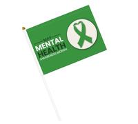 Bandiere del mese della consapevolezza mentale di maggio "We Wear Green" Bandiere portatili con asta per decorazioni per feste