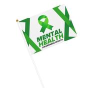 Bandiere del mese della consapevolezza mentale di maggio "We Wear Green" Bandiere portatili con asta per decorazioni per feste