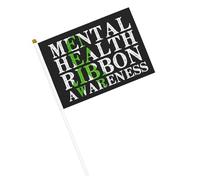 Bandiere del mese della consapevolezza mentale di maggio "We Wear Green" Bandiere portatili con asta per decorazioni per feste