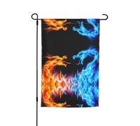 Bandiere del padiglione dei draghi del ghiaccio e del fuoco con motivi, bandiere verticali da patio, adatte per balcone, giardino e portico.