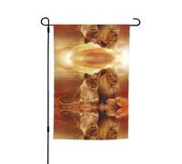 Bandiere del padiglione leone africano e leonessa con motivi, adatte per giardino, balcone e decorazione del patio.