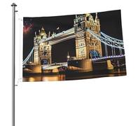 Bandiere del ponte della Torre di Londra notturna per esterni, 6 x 0,9 m, bandiera stagionale da giardino con occhielli bandiera esterna per decorazioni per la casa sfondo fotografico