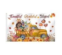 Bandiere del Ringraziamento per camion per esterni 9,6 x 1,5 m, bandiera autunnale grata e benedetta, zucca stagionale tacchino autunno vacanze cortile bandiera raccolta all'aperto banner con