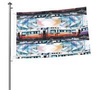 Bandiere del treno della monorotaia per esterni, 6 x 0,9 m, bandiera stagionale da giardino con occhielli bandiera esterna per decorazioni per la casa sfondo fotografico