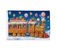 Bandiere del treno per esterni, regali di Natale con caramelle di Natale blu bandiere decorative per esterni con occhiello decorazione per portico anteriore giardino balcone casa 0,9 x 1,5 m