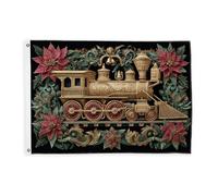 Bandiere del treno per esterni, vintage festive foglie di stella di Natale rosse decorative per esterni con occhiello decorazione per balcone, terrazza, giardino, ingresso casa, 0,9 x 1,5 m