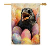 Bandiere della casa degli uccelli dei corvi di Pasqua primaverile 71,1 x 101,6 cm su entrambi i lati, uova carine paese cortile cortile verticale bandiere per la casa, bandiere di iuta animali