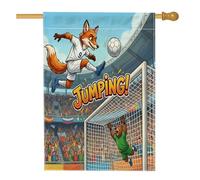 Bandiere della casa della volpe della stagione 2026, 71 x 101 cm, double-face per esterni, con animali che saltano intestazione, bandiera verticale in tela per la casa, bandiera sportiva con stampa da