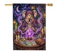 Bandiere della casa koala della strega di Halloween 71 x 101 cm su entrambi i lati per esterni, spaventosi raccapriccianti tarocchi strega tarocchi verticale tela per la casa, bandiera spettrale