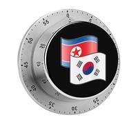 Bandiere della Corea del Nord e del Sud, timer divertente, conto alla rovescia da 60 minuti, strumento meccanico per la gestione del tempo per il lavoro in cucina