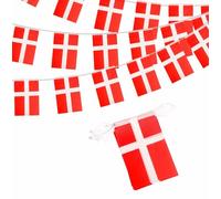 Bandiere della Danimarca Bunting Danimarca Bunting Oly 2024 Decorazioni 10m 30 Bandiere, Danimarca Bandiere Banner Danimarca Bunting per Oly Games 2024 Sport Calcio Eventi Festa Nazionale Decorazioni