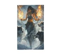 Bandiere della dea e tre lupi per la casa, 9 x 1,5 m, striscione di auguri con occhielli per interni ed esterni, decorazioni per la casa