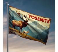 Bandiere della grotta dell'uomo del parco nazionale di Yosemite, bandiera della scena della fauna selvatica, decorazione per la stanza delle ragazze (30 x 45 cm)