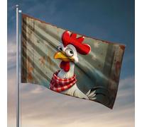 Bandiere della grotta dell'uomo Un gallo che indossa una sciarpa a scacchi rosso e bianco. Bandiera per la stanza delle ragazze bandiere divertenti (120 x 180 cm)