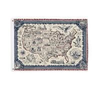 Bandiere della mappa per esterno, simboli di stato dell'aquila illustrativa vintage, nessuno blu navy, cartelli decorativi per esterni con occhiello decorativo per terrazza, patio, campeggio, portico