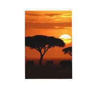Bandiere della savana africana al tramonto per esterni, 0,6 x 0,9 m, stampa verticale su entrambi i lati, bandiere da giardino per esterni, striscione per vacanze con occhielli, bandiera per casa