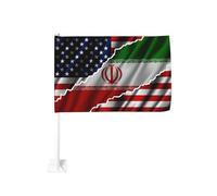 Bandiere dell'amicizia tra USA, America e Iran, per auto, 12x18 pollici, con clip per finestra, decorazione per auto con bandiere bifacciali, perfette per la maggior parte dei finestrini dei veicoli (