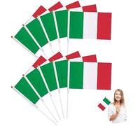 Bandiere dell'Italia a manovella Italiane bandiera della stamina，Bandiera Italia con Bastoncino, Mini Bandiera Italiana,per la festa della festa nazionale, festa, parate, giochi di calcio,10 PCS