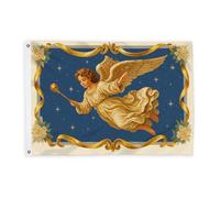 Bandiere di angelo per esterni, classiche ed eleganti, con stelle, fiori, bandiere blu di Natale, con corda, resistente allo sbiadimento, decorazione per balcone, terrazza, giardino, ingresso, casa