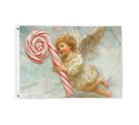 Bandiere di angelo per esterni, stile vintage con ali di bastoncini di zucchero di Natale, bandiere decorative rosse, striscione per esterni, resistente allo sbiadimento, decorazione per portico