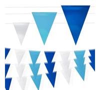 Bandiere di avvertimento di sicurezza - Bandiere triangolari colorate OSHA multiuso da 30 m ad alta visibilità per feste, lavori stradali e aree di pericolo (scuro+azzurro, 45 pezzi, 30 m)