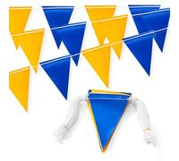 Bandiere di avvertimento di sicurezza - Bandiere triangolari colorate OSHA multiuso da 90 m ad alta visibilità per esterni, feste, lavori stradali e aree di pericolo (blu+giallo, 45 pezzi* 3, 105