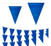 Bandiere di avvertimento di sicurezza da 30 m, bandiere triangolari OSHA multiuso ad alta visibilità per recinzioni esterne, lavori stradali, feste e aree di pericolo (blu scuro, 45 pezzi, 30 m)