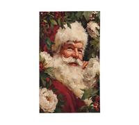 Bandiere di Babbo Natale, agrifoglio, bacche rosse, peonie bianche, vintage, per casa da cortile, 0,9 x 1,5 m, con occhielli, decorazioni per interni ed esterni, feste per la casa