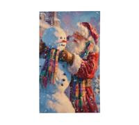 Bandiere di Babbo Natale che fa un pupazzo di neve, 3 x 1,5 m, striscione di auguri con occhielli per interni ed esterni, decorazioni per la casa