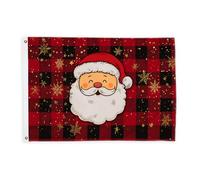 Bandiere di Babbo Natale per esterni, bandiere rosse natalizie con fiocco di neve con corda banner resistente allo sbiadimento, decorazione per balcone, terrazza, giardino, ingresso, casa, 0,9 x 1,5 m