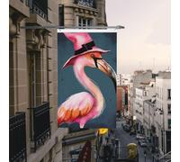 Bandiere di benvenuto bifacciali da 3x5 piedi per esterni, bandiere verticali per la casa, bandiere da giardino con fenicotteri e cappelli da strega, grandi striscioni per le feste con occhielli in o