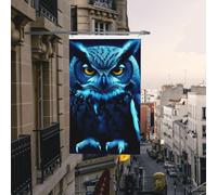 Bandiere di benvenuto bifacciali da esterno, 3x5 piedi, bandiere verticali per casa, bandiere da giardino Blue Owl, grandi striscioni per le feste con occhielli in ottone, bandiere decorative da giard