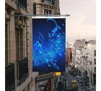 Bandiere di benvenuto bifacciali da esterno, 3x5 piedi, bandiere verticali per casa, note musicali blu, bandiere da giardino, grandi striscioni per le feste con occhielli in ottone, bandiere decorativ