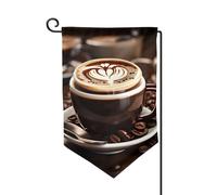 Bandiere di benvenuto con stampa di caffè caldo con chicco di caffè, decorazione per esterni, per tutte le stagioni, bandiera da giardino e patio, 30,5 x 45,7