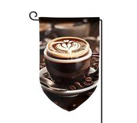 Bandiere di benvenuto con stampa di caffè caldo con chicco di caffè, decorazione per esterni, per tutte le stagioni, bandiera da giardino e patio, 30,5 x 45,7