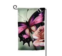 Bandiere di benvenuto da giardino con fiori e farfalle, decorazione per esterni, per tutte le stagioni, bandiera da giardino e patio, 30,5 x 45,7 cm,