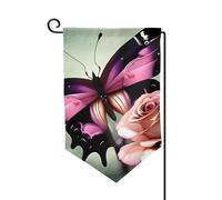 Bandiere di benvenuto da giardino con fiori e farfalle, decorazione per esterni, per tutte le stagioni, bandiera da giardino e patio, 30,5 x 45,7 cm,