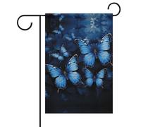 Bandiere di benvenuto da giardino per esterni, blu scuro con farfalle, 30 x 45 cm, bifacciali, bandiere stagionali per primavera ed estate, bandiere natalizie per esterni adatte a tutte le stagioni.