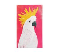 Bandiere di cacatua bianco con piume gialle, 0,9 x 1,5 m, striscione di auguri stagionale con occhielli per interni ed esterni, decorazioni per la casa per feste