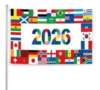 Bandiere di calcio della Coppa del Mondo 2026, 1,5 x 0,9 m, con occhielli, regali di calcio, le bandiere di vari paesi sono state visualizzate in colori vivaci e decorazioni a prova di scolorimento