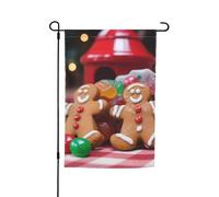 Bandiere di caramelle con omino di pan di zenzero per esterni, 30,5 x 45,7 cm, stampa su entrambi i lati, bandiere da giardino per esterni, bandiera per vacanze con occhielli, bandiera per casa da